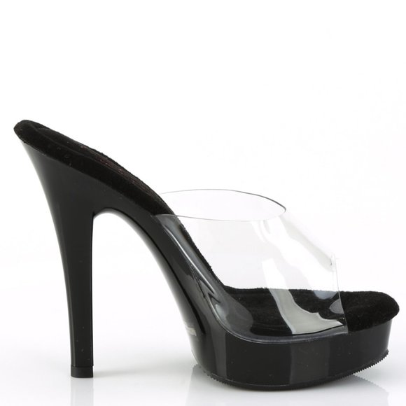 Platform Clear Comfort Width High Heel Shoes - Picture 2 of 5